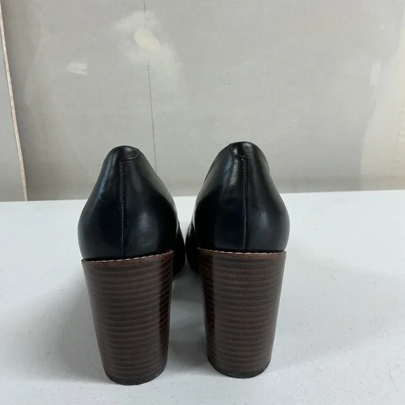 Clarks Narrative Leather Block Heel Pumps 9.5 Black – Classic Comfort Work Heels - Picture 5 of 7